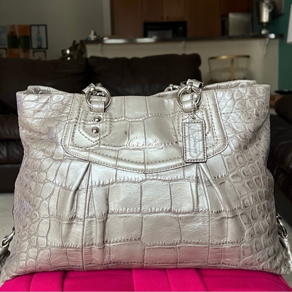 Coach Metallic Croc-Embossed Tote - Picture 2 of 16